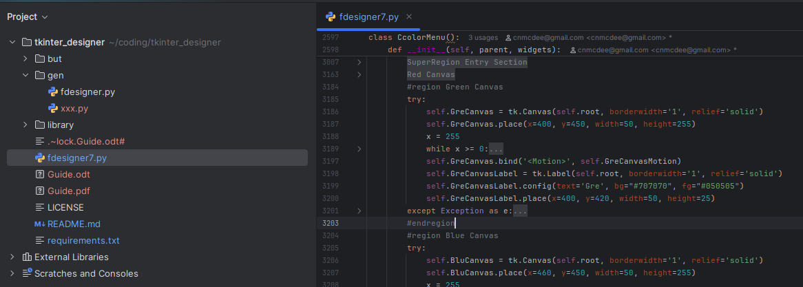 fdesigner (Python3 rapid tkinter menu creator)